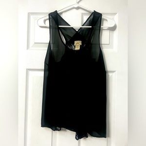 Black sheer lace tank. Small.‎